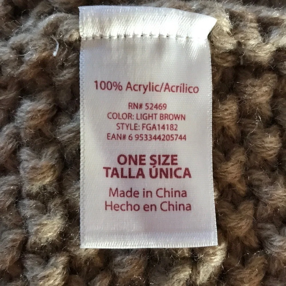 LIGHT BROWN KNIT WOVEN INFINITY SCARF